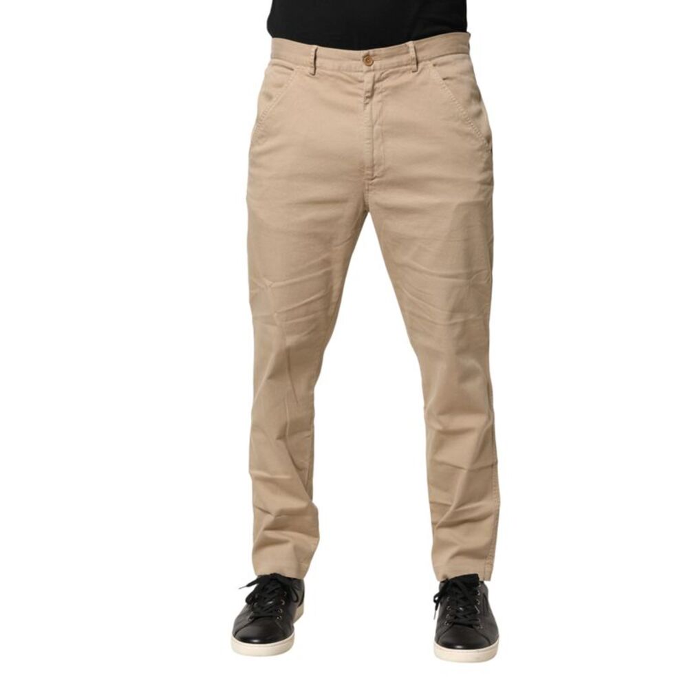Daniele Alessandrini Beige Cotton Skinny Chino Trouser Men's Pants